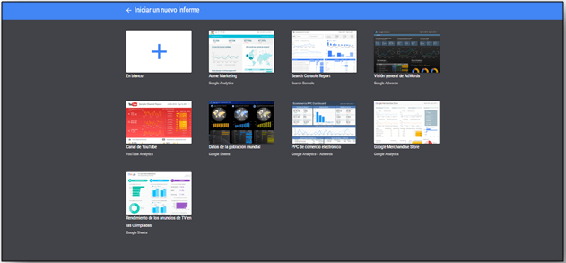 Iniciar informe en Data Studio